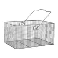 Drahtkorb 18/10 Stahl elektrolytisch poliert, antimagnetisch, 400x300x200mm, mit Henkel, 2 Bodenstreben